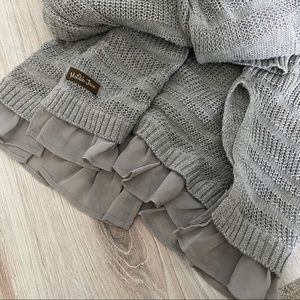 NWT Matilda Jane womens grey cardigan sweater duster ruffle hem size large